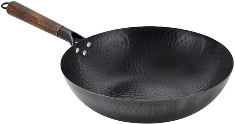 IJzeren Wok Koekenpan Lekker Koken Handgemaakte Kwaliteit Grote Maat Zwart