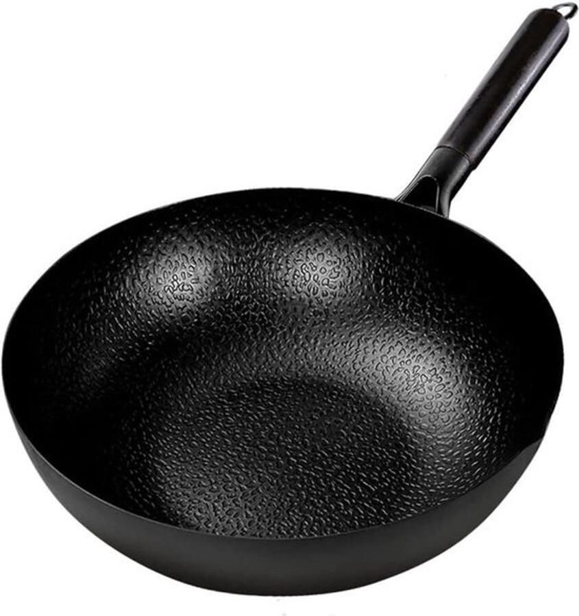 IJzeren Wok Koekenpan Wok Buiten Koken Handgesmeed IJzer 30 cm Zwart