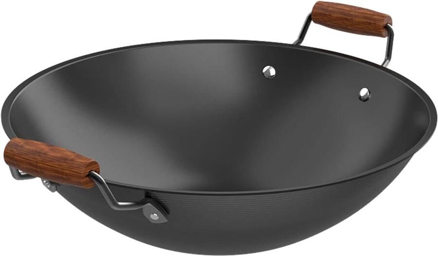 Ijzeren Wok Ouderwetse Koekenpan Thuis Koken Dubbele Oor Handvatten 40x40x12 cm