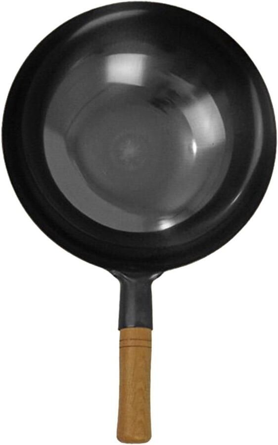 Ijzeren Wok Roerbakpan Veelzijdig Koken Handgehamerd 38 cm Zwart
