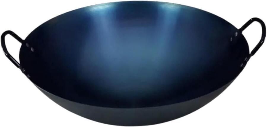 Ijzeren Wokpan Koekenpan Ronde Pan Veelzijdig Koken Dubbele Handgrepen 45cm Zwart