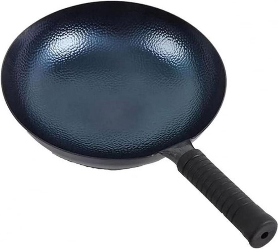 IJzeren Wokpan Roerbakpan Gezond Koken Traditioneel Gehamerd 36 cm Zwart
