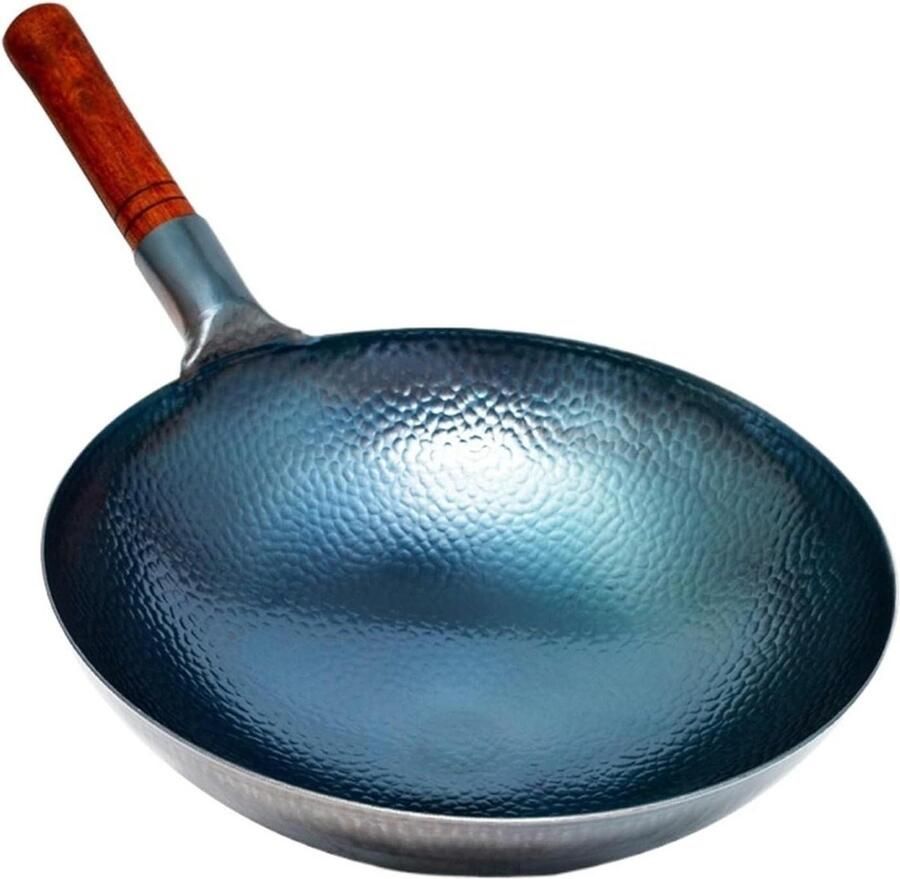 Ijzeren Wokpan Roerbakpan Veelzijdig Koken Traditioneel Handgemaakt 32 cm Zwart