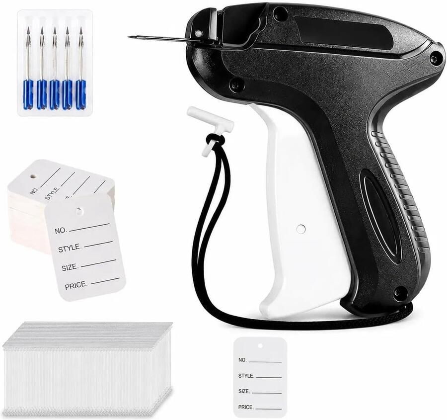 Ilauke Kleding Tagging Pistool Etiketteermachine Merklabels met 5 Vervanging Naald+2000 Stikdraden+200 Labels+Handleiding Prijslabel Tagging Gun Prijspistool voor Merk Prijskaarten Kleding Sokken Hoed