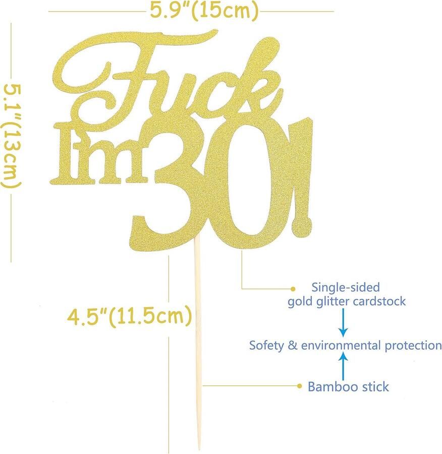 I'm 30e verjaardag taart topper proost 30 verjaardagsfeestje taart decoratie grappige dertig neuken een gouden glitter taart topper volwassen taart decoratie