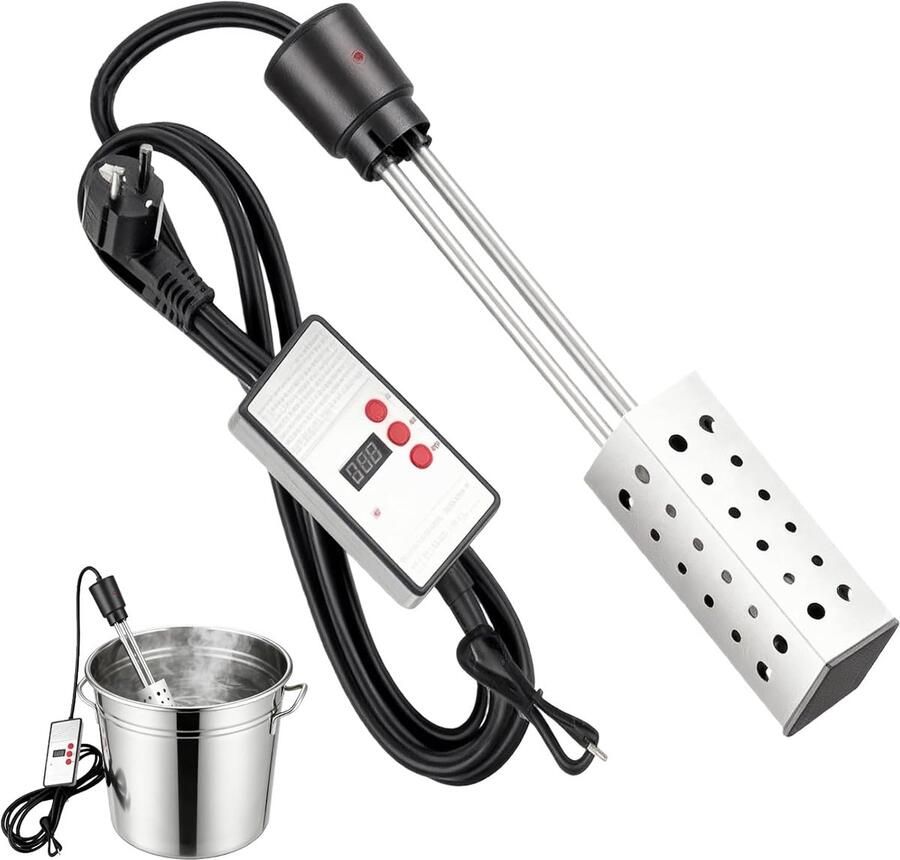 Immersie-boiler roestvrij staal 2500 W elektrische duikverwarming verwarmingsstaaf waterkoker met thermostaat reisdompelaar warmte-isolerende handgreep oververhittingsbeveiliging
