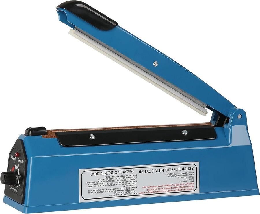 Impuls Heat Sealer Plastic Verzegelaar Zakken Luchtdicht Maken Direct Gebruik Geen Opwarmtijd 20 cm Breed Blauw