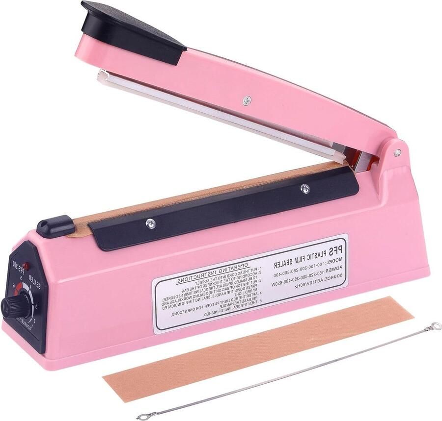 Impuls Sealer Plastic Verpakker Zakken Sluiten Direct Gebruik 20 cm roze