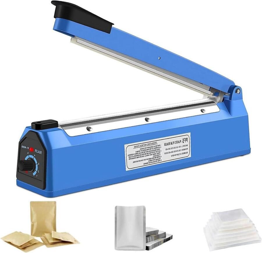 Impuls Sealer Verzegelaar Plastic Voedsel Verpakken Geen Voorverwarming 300 mm Blauw