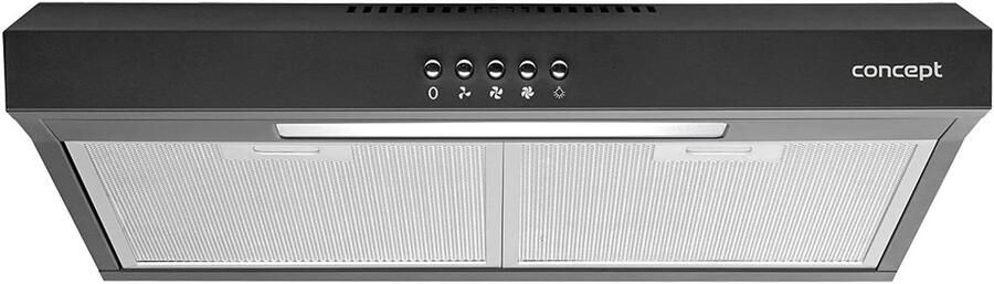 Inbouw Afzuigkap 50 cm Zwart Onderkast Ultra Slank 82mm Hoogte Krachtige LED Verlichting