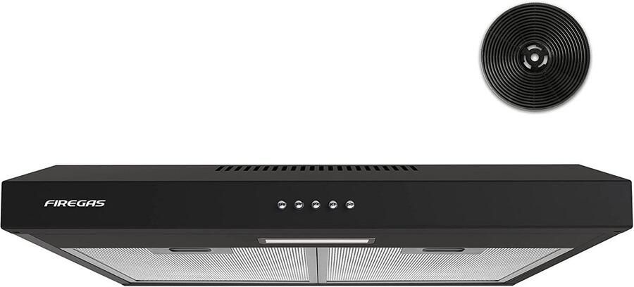 Inbouw Afzuigkap 60 cm Zwart met LED Verlichting en Koolstoffilter