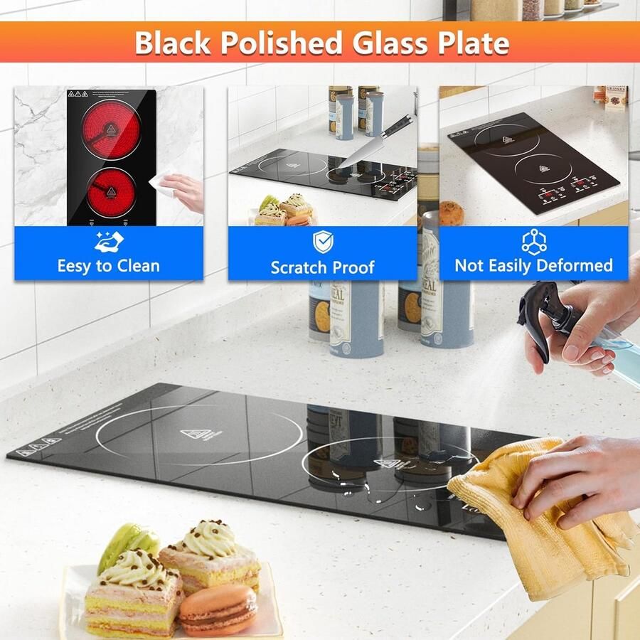 Inbouw Elektrische Kookplaat 2 Zones – 3000W – Sensor Touch Bediening & Timer - Foto 3