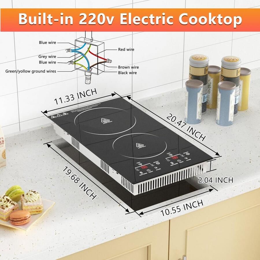 Inbouw Elektrische Kookplaat 2 Zones – 3000W – Sensor Touch Bediening & Timer - Foto 2