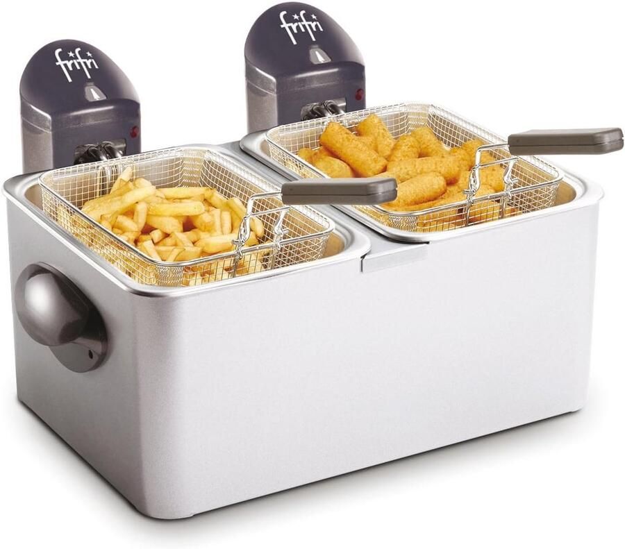 Friteuse Frituurpan Lekkere Frietjes Dubbele Zone 9 Liter Grijs