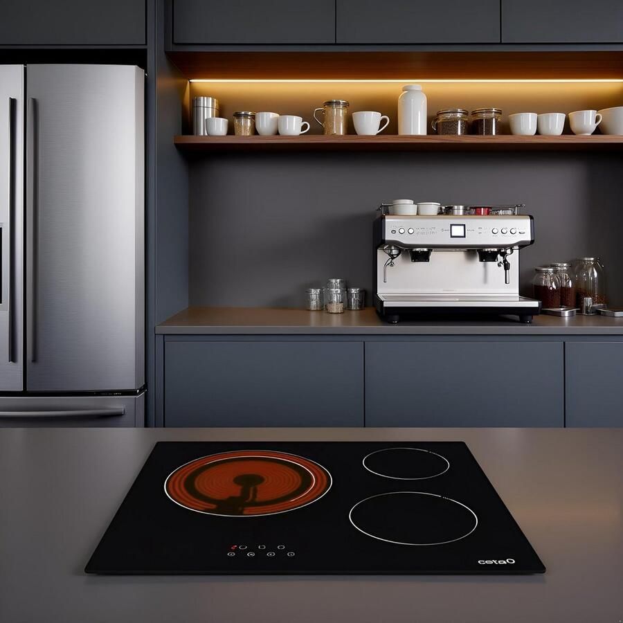 Keramische Kookplaat Inbouw Kookplaat Koken en Bakken Touch Control 59 cm Breed Zwart