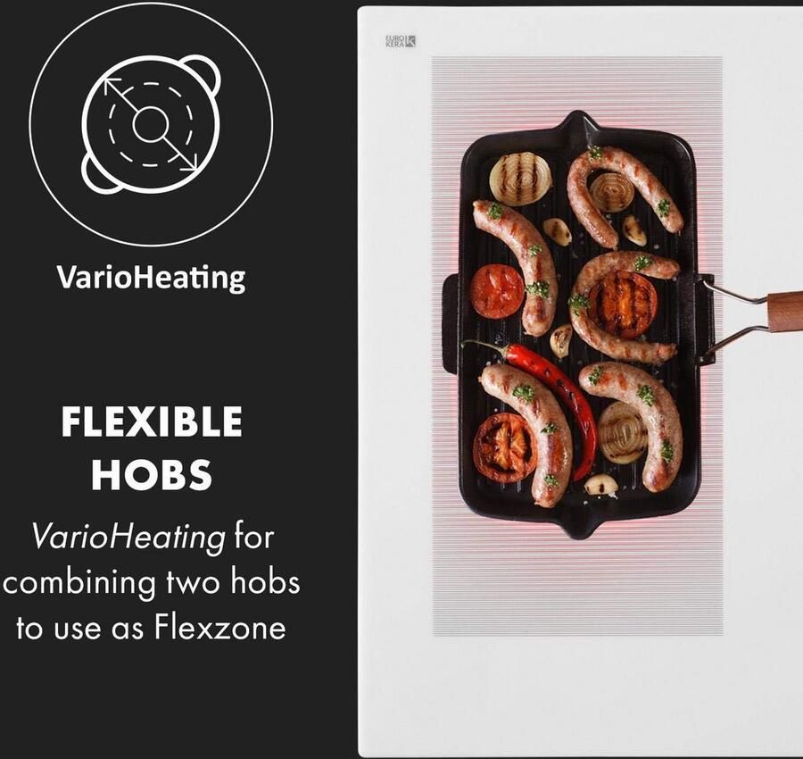 Inbouw Inductie Kookplaat 90 cm 5 Zones Flex Zone & 7000W Vermogen Glas Keramiek - Foto 2