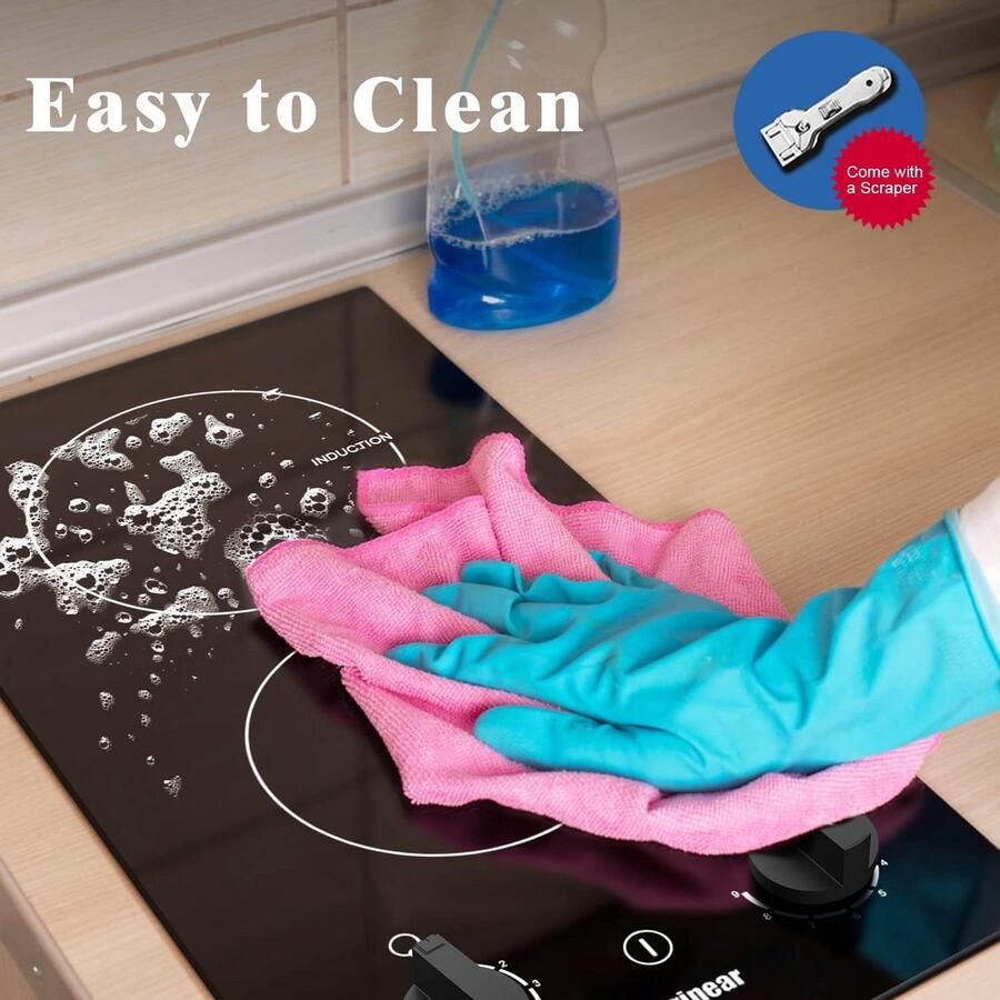 Inbouw Inductiekookplaat 2 Zones met Draaiknopbediening 30 cm