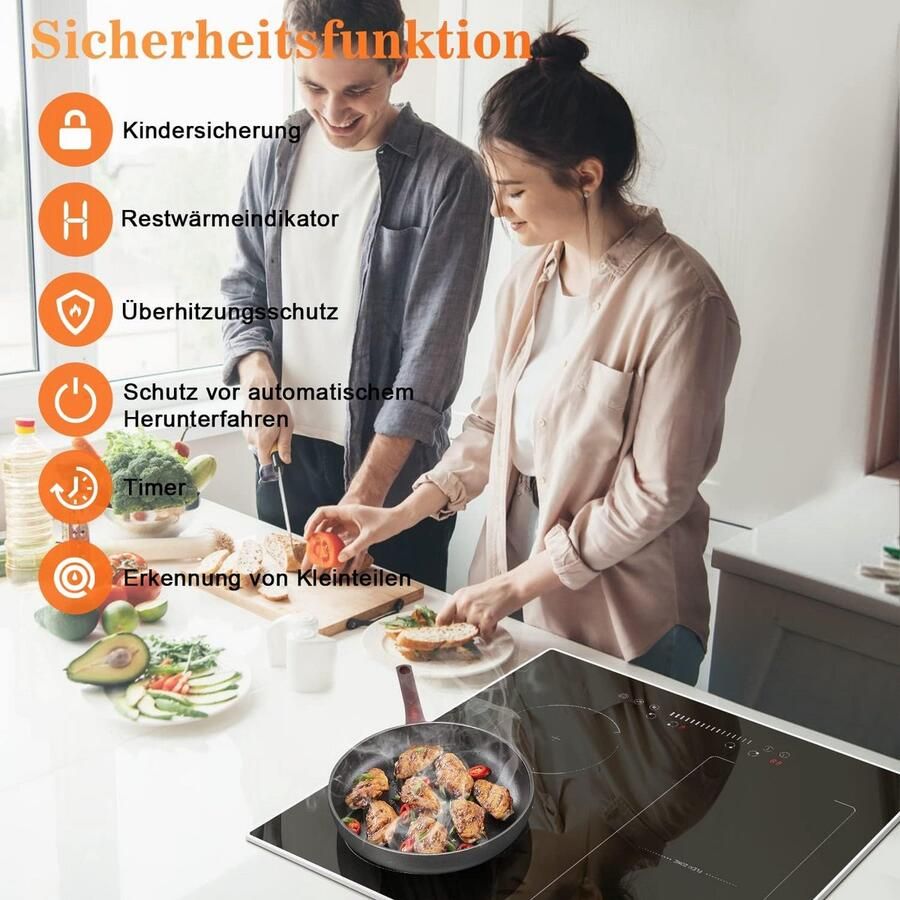 Inbouw Inductiekookplaat 60 cm met 4 Zones Flex-Zone en Schuifregelaar – 7200W