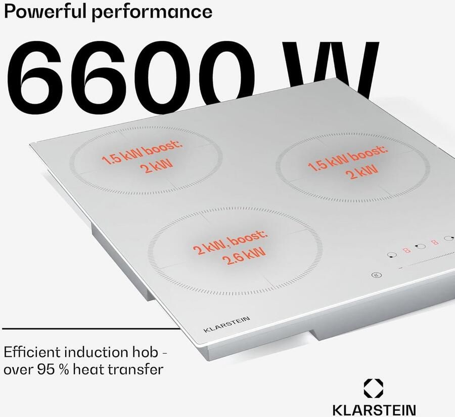 Inbouw Inductiekookplaat 45 cm 3 Zones 6600W Slider Touch Bediening Timer & Kinderslot - Foto 2