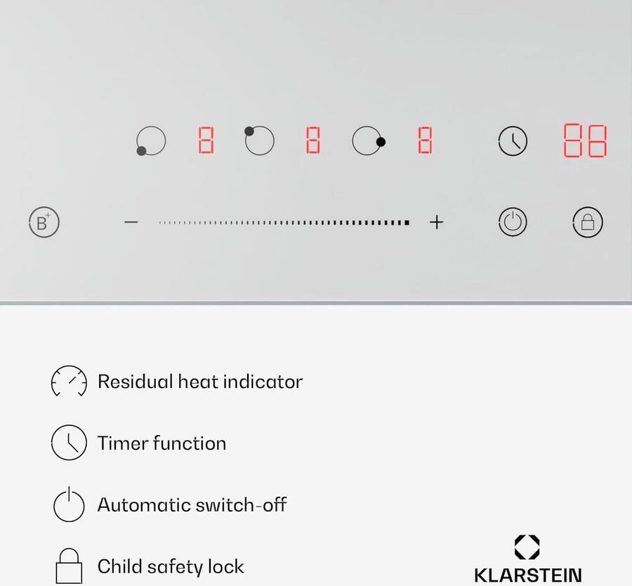 Inbouw Inductiekookplaat 45 cm 3 Zones 6600W Slider Touch Bediening Timer & Kinderslot