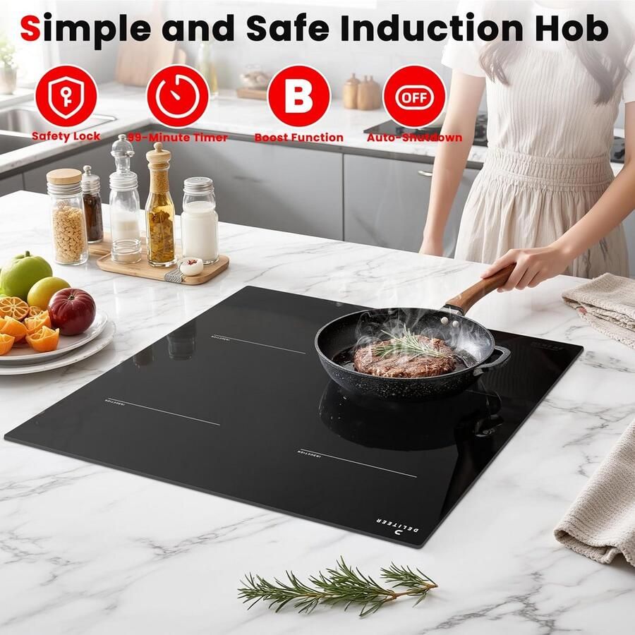 Inbouw Inductiekookplaat 60 cm 4 Zones 7200W Touch Control