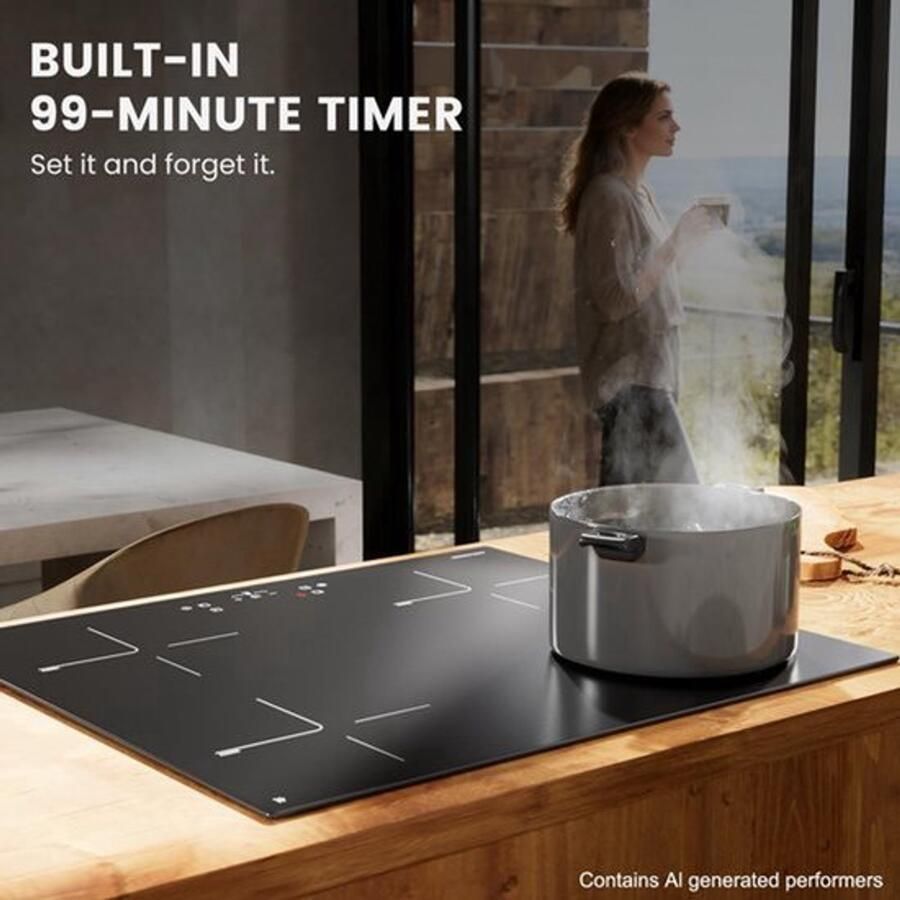 Inbouw Inductiekookplaat 60 cm 4 Zones Koken 7000 W Vermogen Glaskeramiek Zwart Elektrisch Kookplaat