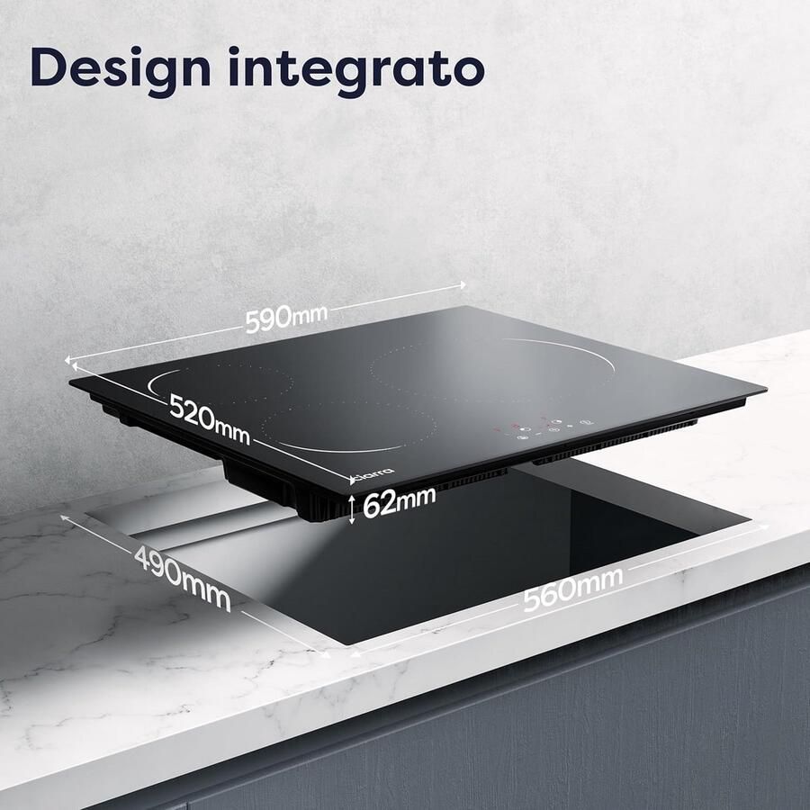 Inbouw Inductiekookplaat 60 cm met 3 Zones en Slider Touch Bediening