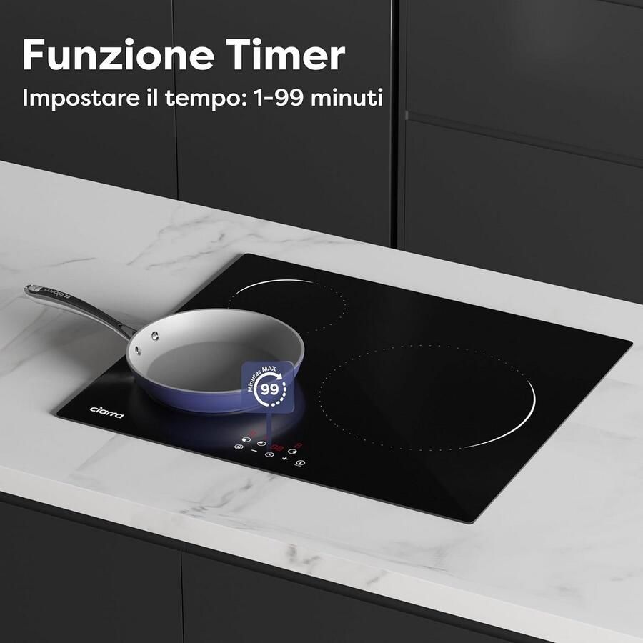 Inbouw Inductiekookplaat 60 cm met 3 Zones en Slider Touch Bediening - Foto 2