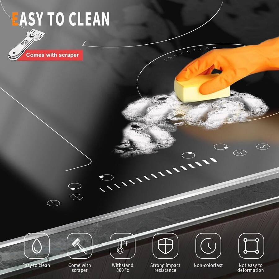 Inbouw Inductiekookplaat 60 cm met 4 Platen en Flex-Zone