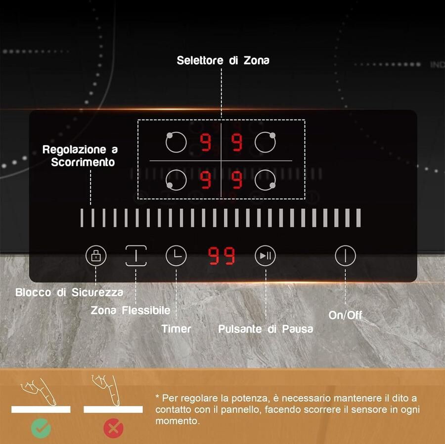 Inbouw Inductiekookplaat 60 cm met Flexzones en Schuifregelaar - Foto 2