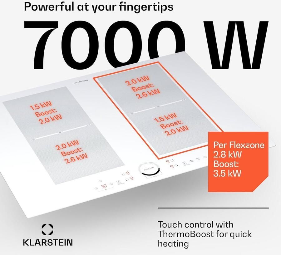 Inbouw Inductiekookplaat 7000W 4 Zones Elektrisch Koken met Touch Control