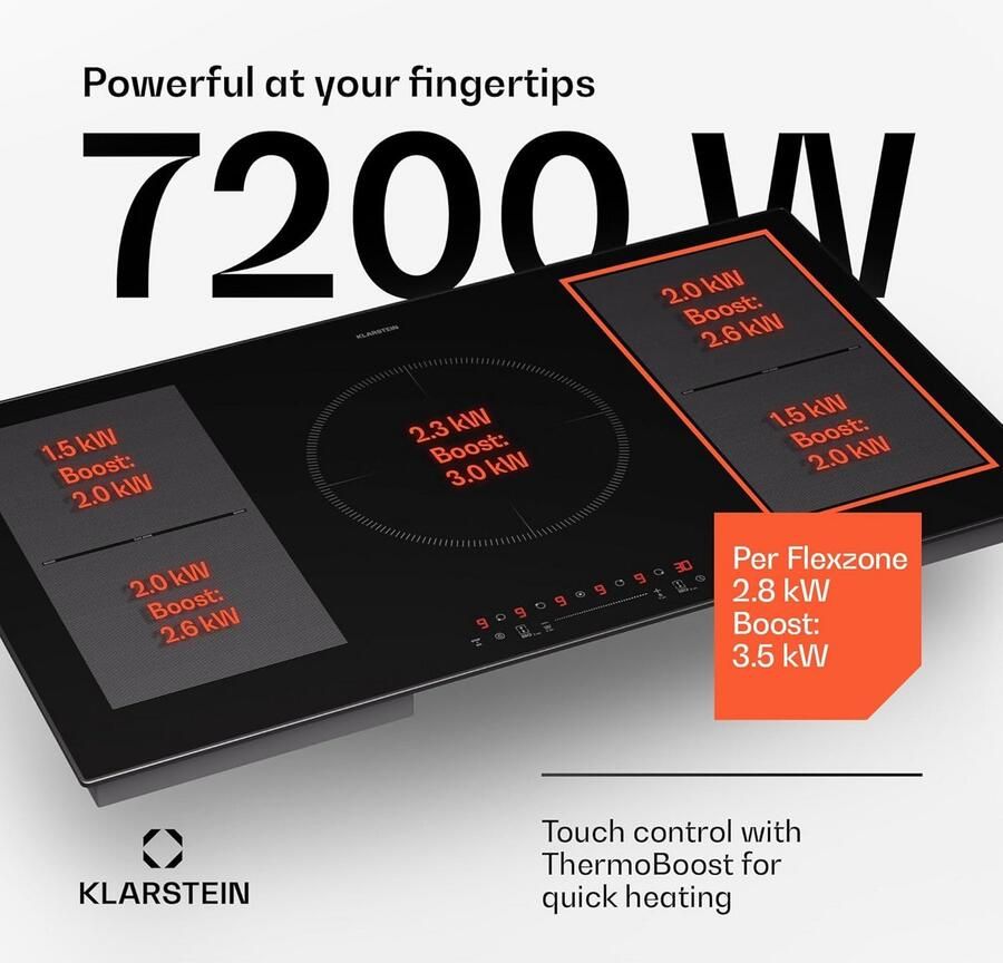 Inbouw Inductiekookplaat 7000W met 4 Zones Touch Control en Timer - Foto 2