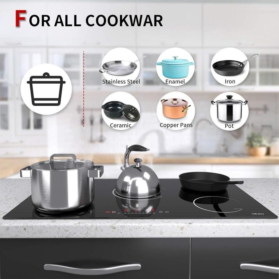 Inbouw Inductiekookplaat 90 cm 5 Zones 8600W Touch Timer Glas Keramiek