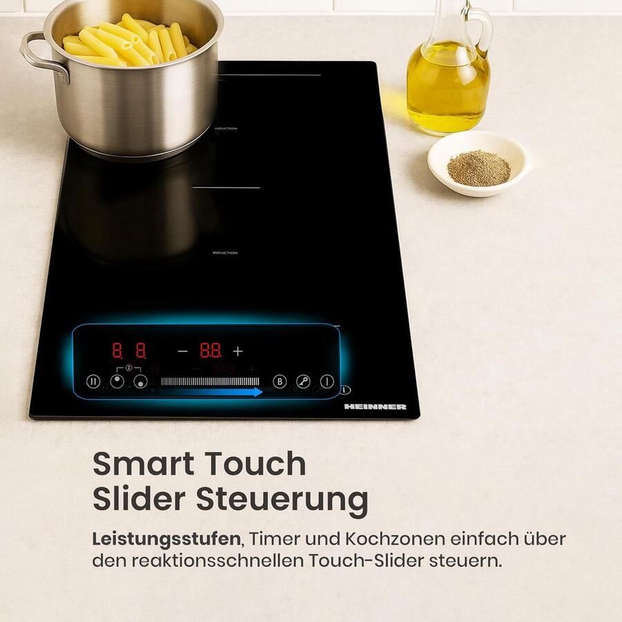 Inbouw Inductiekookplaat Kookzone Efficiënt Koken Touch Slider Bediening 288 x 52 cm Zwart - Foto 2