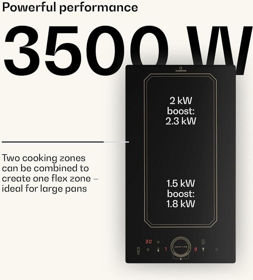 Inbouw Inductiekookplaat met 2 Pitten Keramisch Kookveld met Timer en Touch Display - Foto 3