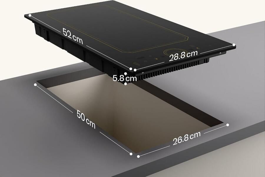 Inbouw Inductiekookplaat met 2 Pitten Keramisch Kookveld met Timer en Touch Display