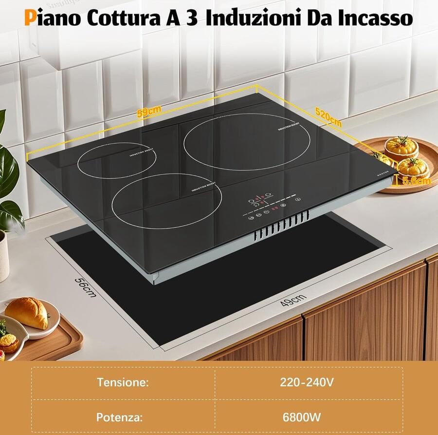 Inbouw Inductiekookplaat met 3 Kookzones Snel en Veilig Koken