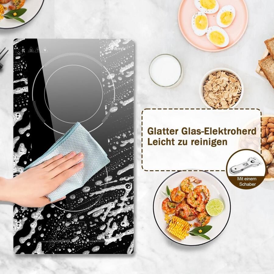 Inbouw Keramische Kookplaat 2 Pitten 30 cm met Slider Touchbediening en Timer