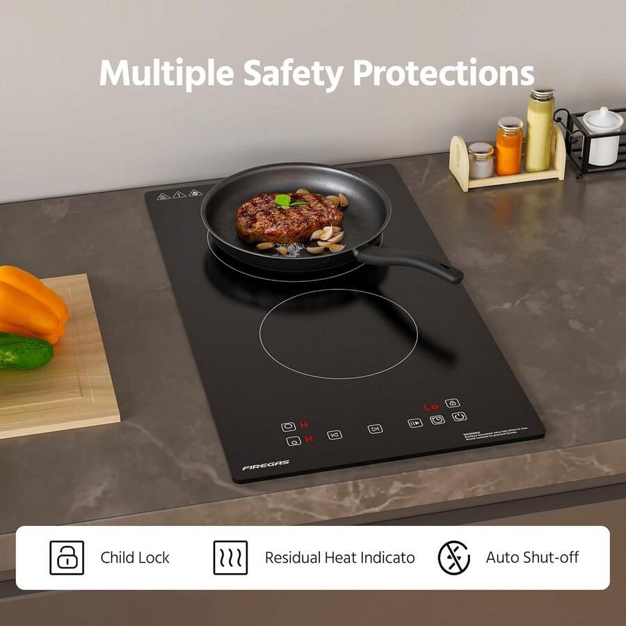 Inbouw Keramische Kookplaat 3000W 2 Zones Sensor Touch Timer & Kinderbeveiliging - Foto 4