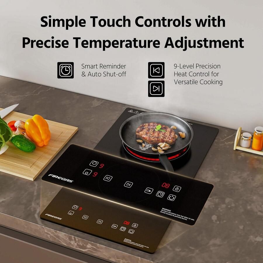 Inbouw Keramische Kookplaat 3000W 2 Zones Sensor Touch Timer & Kinderbeveiliging