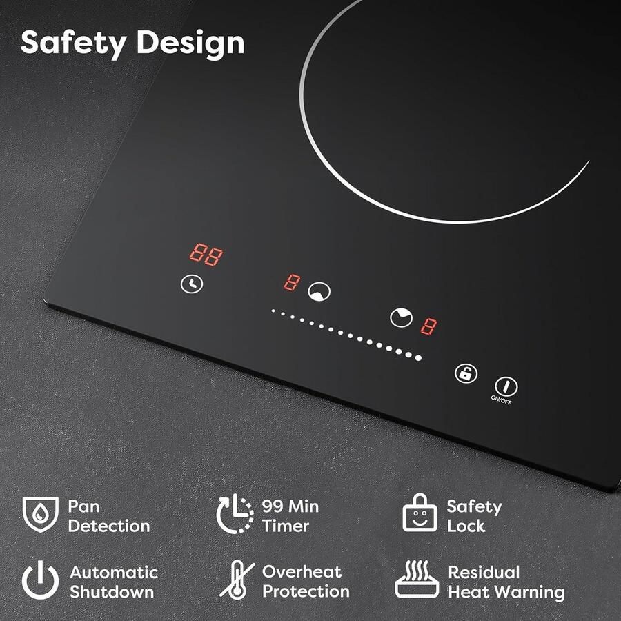Inbouw Keramische Kookplaat 30cm met 2 Platen 3000W en Timer