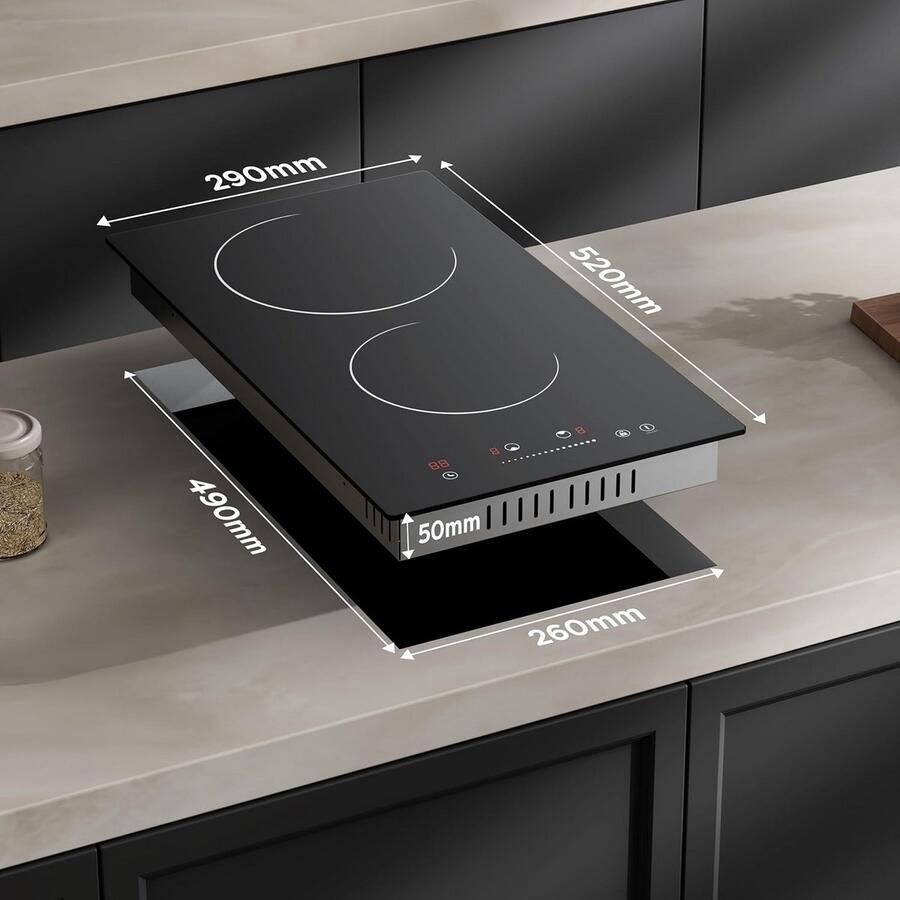 Inbouw Keramische Kookplaat 30cm met 2 Platen 3000W en Timer - Foto 2