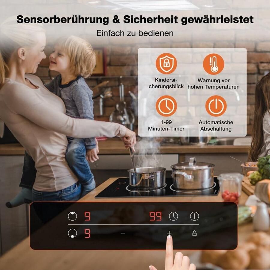 Inbouw Keramische Kookplaat 30cm met 2 Zones en Kinderslot