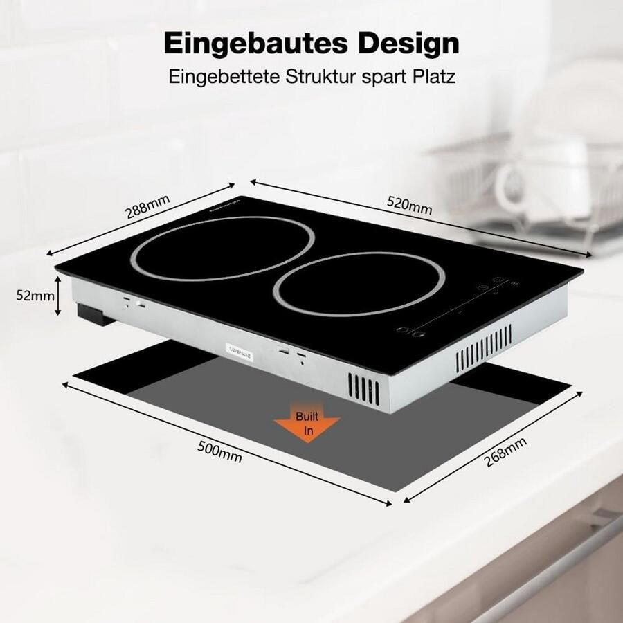 Inbouw Keramische Kookplaat 30cm met 2 Zones en Kinderslot - Foto 2
