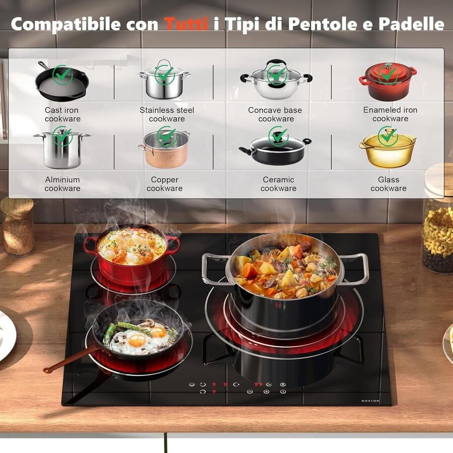 Inbouw Keramische Kookplaat 60 cm 3 Zones met Touchbediening en Timer - Foto 2