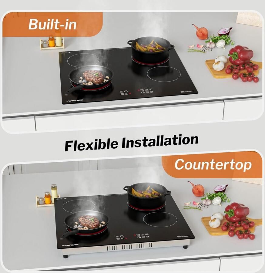 Inbouw Keramische Kookplaat 60 cm 4 Zones Touchbediening & Timer Geschikt voor Alle Pannen