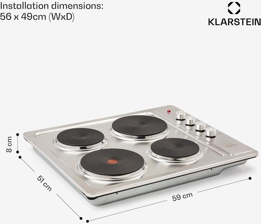 Inbouw Kookplaat Elektrisch fornuis Thuis koken Roestvrij staal 59 x 51 cm Wit
