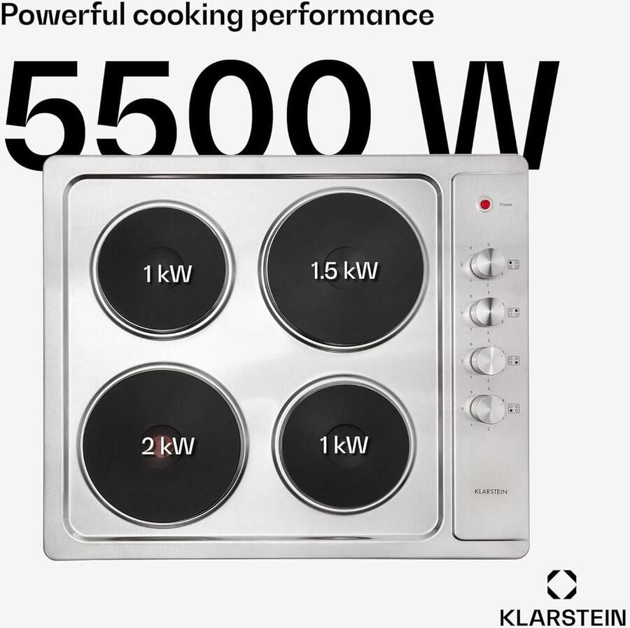 Inbouw Kookplaat Elektrische Kookplaat Snel Koken 4 Zones 59 x 51 cm Wit
