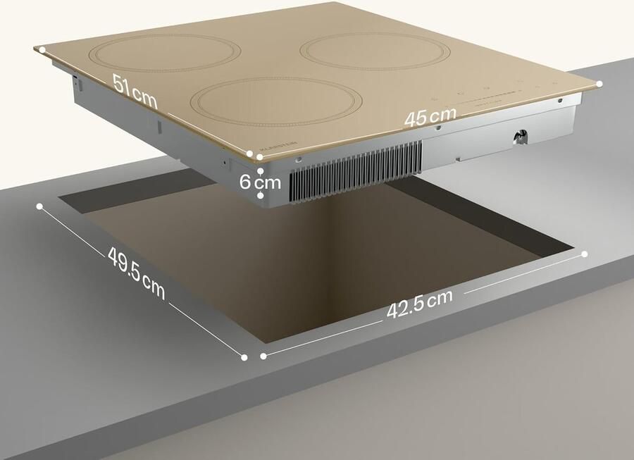 Inbouw kookplaat Inductie fornuis Snel koken Slider touch bediening 45 cm breed beige