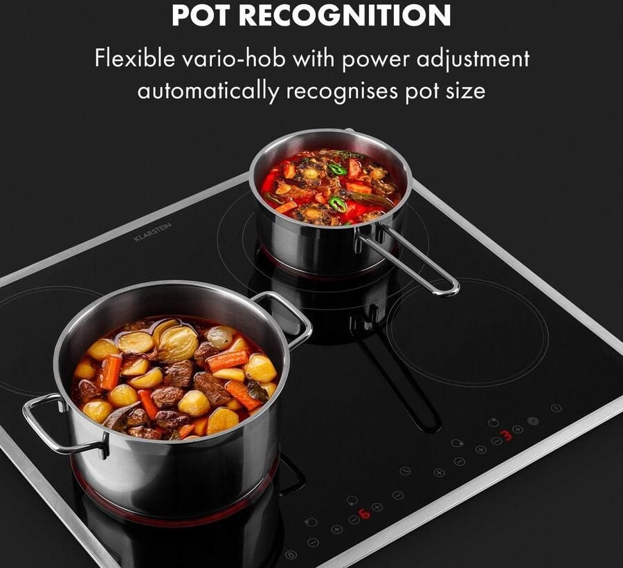 Inbouw Kookplaat Keramisch Zelfstandig met 4 Zones 6500W Timer en Veiligheidsslot